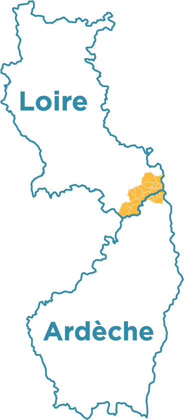 Aperçu du territoire couvert par la CPTS du Pilat entre la Loire et l'Ardèche