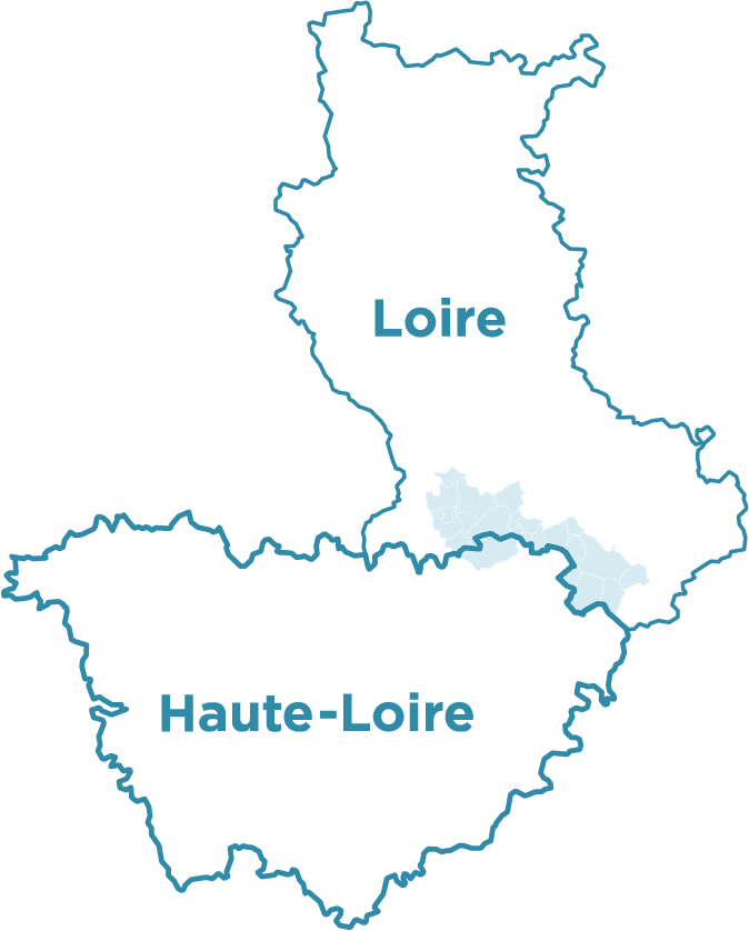 Aperçu du territoire couvert par la CPTS Ondaine Forez en Loire et Haute-Loire