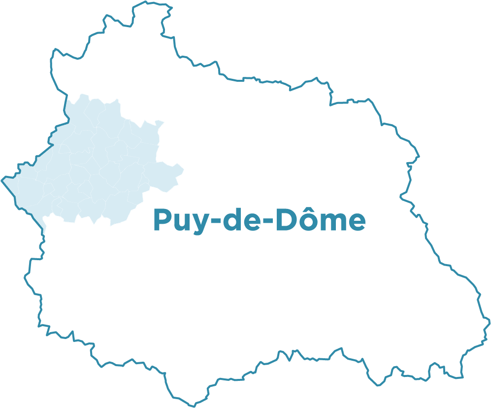 Aperçu du territoire couvert par la CPTS Haute Combraille et Volcans dans le Puy-de-Dôme