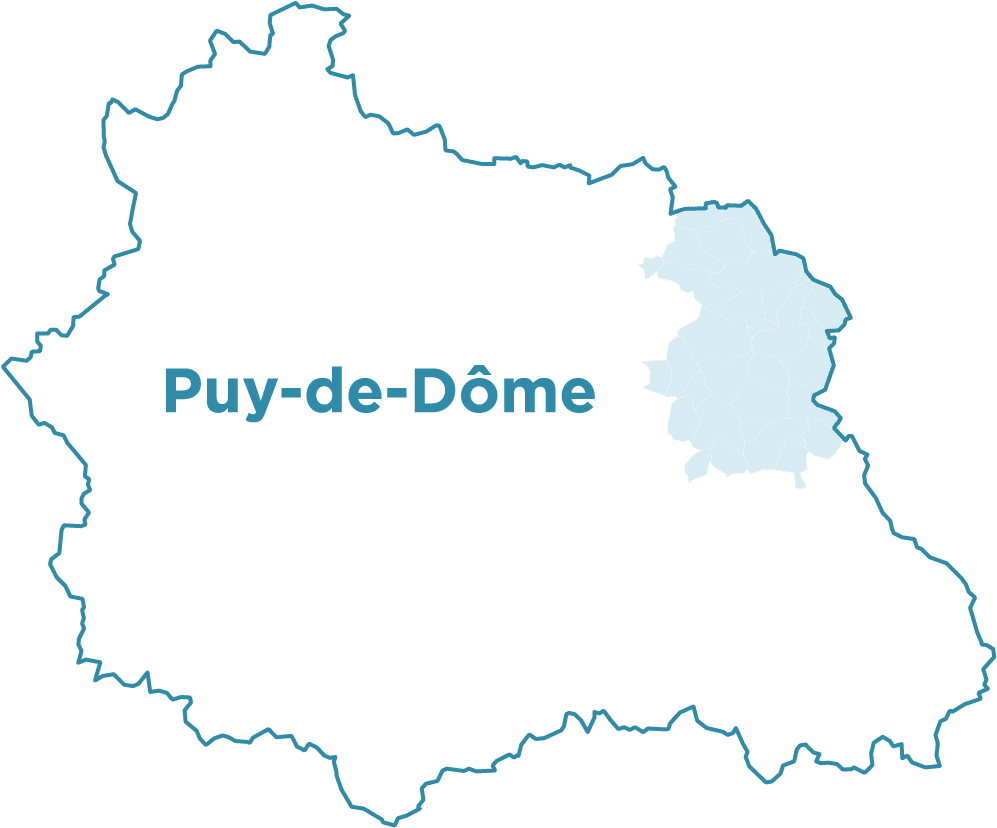 Aperçu du territoire couvert par la CPTS Thiers Dore et Montagne dans le Puy-de-Dôme