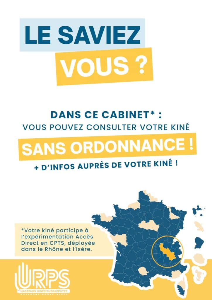 Affiche à destination des patients pour les kinés participants à l'expérimentation Accès Direct en CPTS