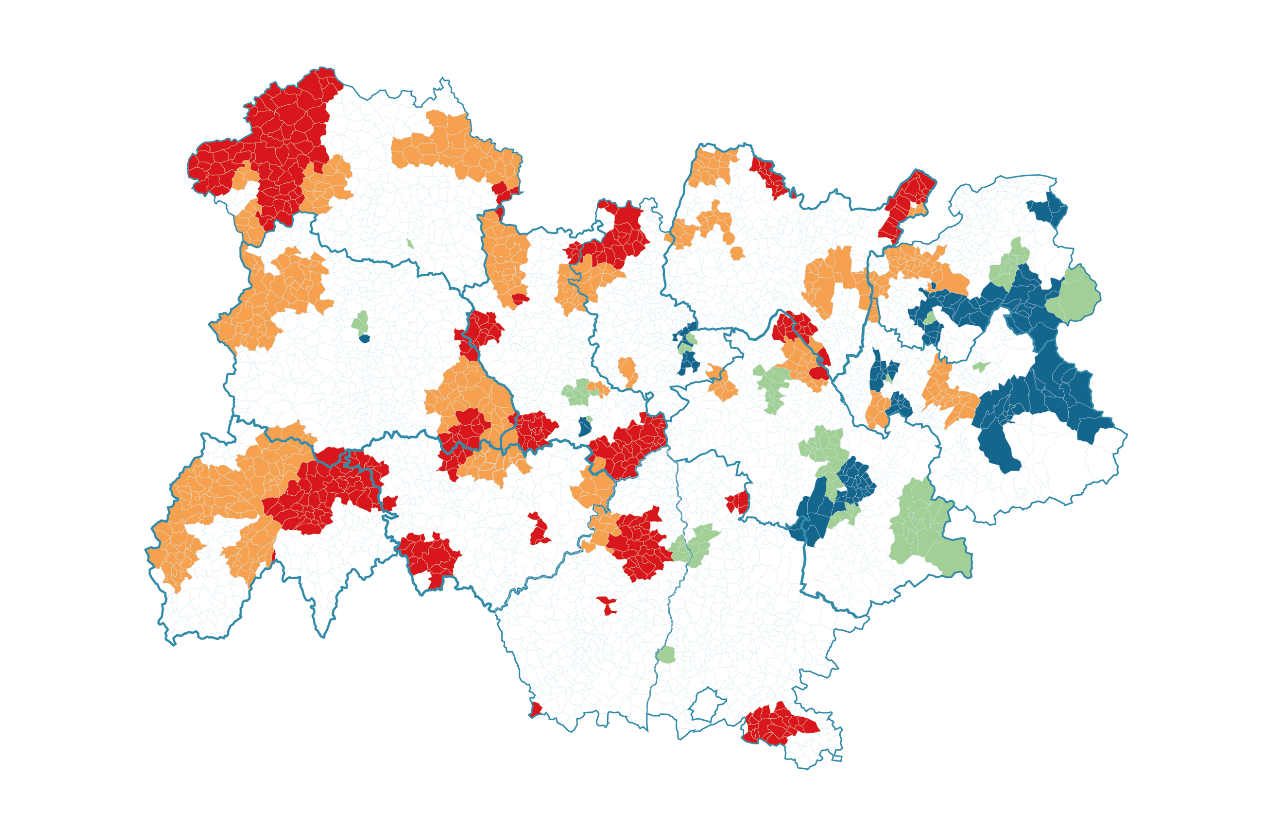 aperçu du zonage kiné en ARA en 2023